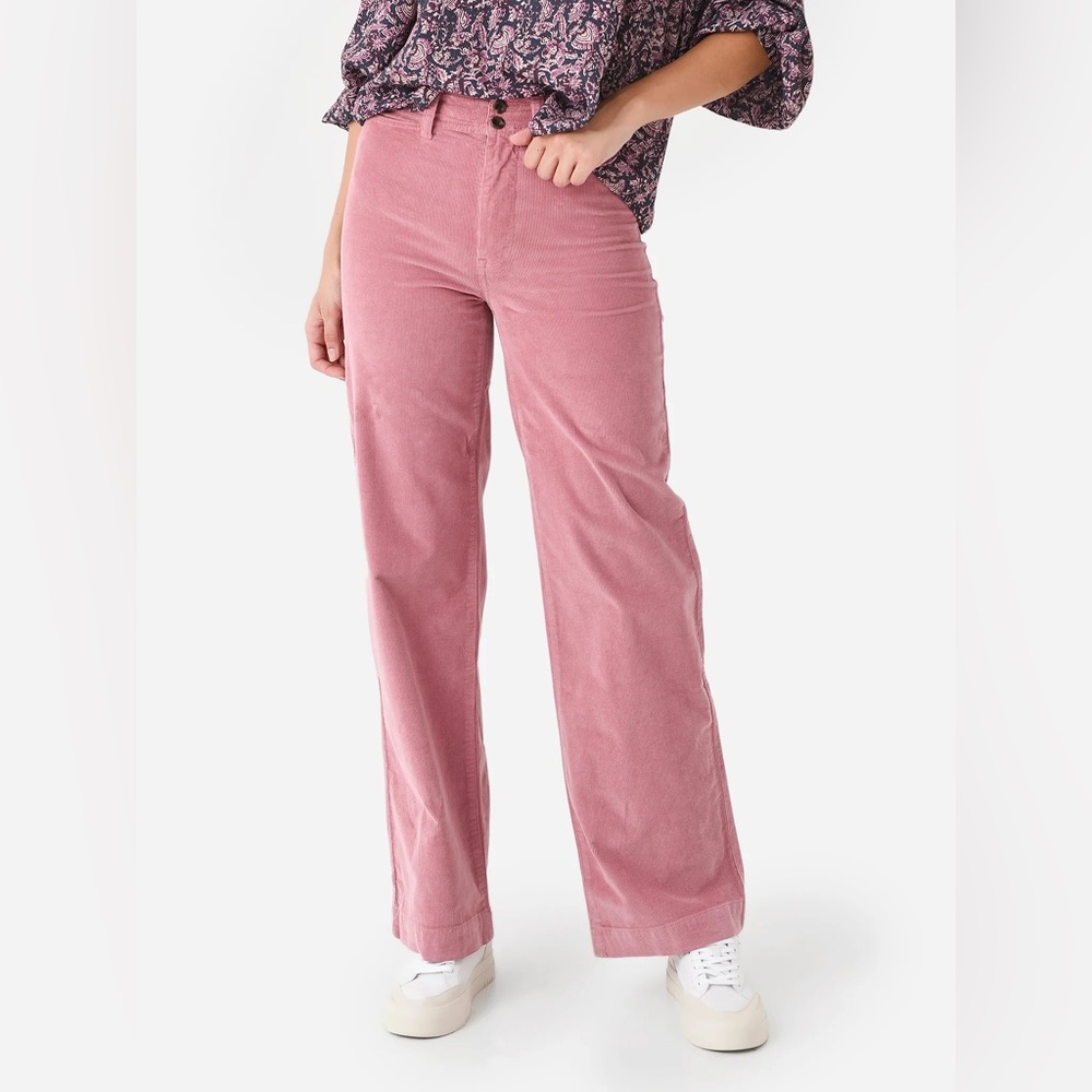 Faherty Women's Stretch Cord Wide Leg Pant Size 27 Mesa Rose Pink 30” Organic